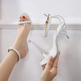 One Word With High Heels Party Sandals Summer Sexy Nightclub Transparent Ladies Shoes New Crystal Thin Heel Women