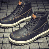 Winter Boots for Men Platform Male Casual Motorcycle Ankle Boots Men's Tooling Shoe Fashion High Top Boots Mens Snow