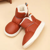 Leather Waterproof Snow Boots for Women 2023 Winter Non Slip Thick Plush Ankle Boots Woman Soft Sole Warm Cotton Padded