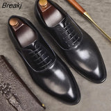 Mens Formal Shoes Genuine Leather Oxford Shoes For Men Italian 2020 Dress Shoes Wedding Laces Leather Business Shoes