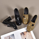 Fashion Women's Shoes Fashion Spring Autumn Women High Heels Round Toe Thick Heels Patent Leather Female Pumps Zapatos