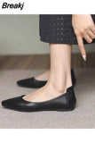 for Woman 2023 Formal Moccasins Office Women's Summer Footwear Flat Black Flats Pointed Toe Genuine Mark A Beau Today E