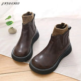 Socks Short Boots Women Literary Retro British Style Small Leather Shoes Thick-Soled Non-Slip Casual Big Head Women