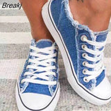 Women Canvas Shoes 2023 Summer Plus Size Denim Canvas Shoes Women Lace Up Casual Shoes Woman Flat Loafers