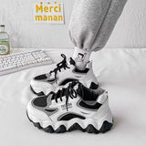 Reflective Platform Sneakers Women Shoes Korean Lace Up Sport Chunky Sneakers Mixed Color Women's Casual Vulcanize