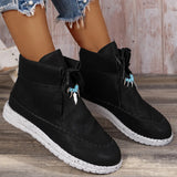 Women With Short Boots 2023 Autumn And Winter New Medium-Heeled Short Boots Sleeve Solid Color Retro Fashion Women's