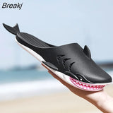 Men Slippers Cute Shark Slides 2022 Summer Home Non-slip Couples Outdoor Beach Slippers Indoor Flip Flops Women PVC Funny