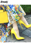 Color Women Pumps 12cm High Heels Shoes Nude Pointed Toe Sexy Stiletto Ladies 10cm 8cm plus size QKOU005