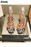 Style High-heeled Sandals Woman Crystal Narrow Band Ladies Shoes Summer Stiletto Party Gladiator Sandals Women