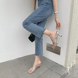 Breakj Skin Net Red Heel High Heel Slippers Women Wear 2025 New Gentle Square Head With Sandals Thin
