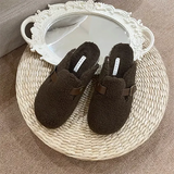 Shoes Woman's Slippers Luxury Slides Cover Toe Flock Med Plush 2023 Designer Flat Fashion Cotton Fabric Rome Cover Toe