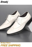 Mens Oxford Shoes Genuine Calfskin Leather Brogue Dress Shoes Classic Business Formal Shoes
