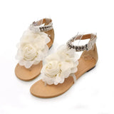 Breakj 2023 New Sweet Lady Flower String Clip Toe Women's Shoes Flat One Word Button