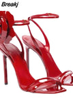 Flower Sandals Women Sexy Ladies Party Shoes Ankle Strap Stiletto Sandals Luxury Designer Narrow Band High-heeled
