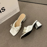 Women Sandals Slippers High Heels Luxury Designer Black Chunky Heel Casual Shoes Pumps Party Wedding Pink White