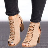 New Spring Summer Sexy Casual Rome Ankle Boots Ladies Sandals Women's Shoes Middle High Heels Large Size 43