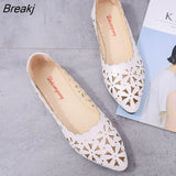 Women Hollow Flats Sandals Soft Ballet Shoes Female Fashion Casual PU Flats Slip On Breathable Comfort Ladies