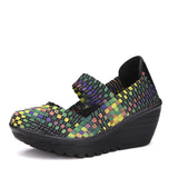 New Wedge Platform Weave Sandals Fashion Peep Toe Comforty Breathable Mom Shoes Female Casual Thick Bottom Sandalias
