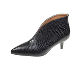 Spring and Autumn New Fashion Solid Color Plaid Leather Top Pointed V-shaped Outwear Women High Heels Women's