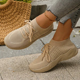 Spring White Knitted Sneakers Women Lightweight Non Slip Fitness Sports Shoes Woman Lace Up Breathable Mesh Flats Female