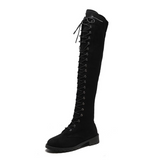 Women's Long Boots Large Women Shoes Thick Heel Lace Up High Heel Round Head Casual Knight Boots Thigh High