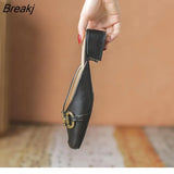 Design Women's Summer Slippers New Closed Toe Ladies Pointed Toe Chunky Heel Mules Women Fashion Casual Slip-on