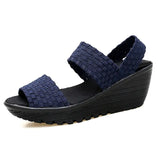New Wedge Platform Weave Sandals Fashion Peep Toe Comforty Breathable Mom Shoes Female Casual Thick Bottom Sandalias