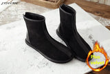 Retro Women Boots Autumn Winter Short Boots Handmade Comfortable Zipper Simple Literature Ankle Boots Casual Flat