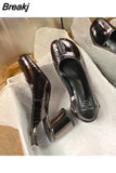 Toe Women Pumps Genuine Leather Round Heel Shoes Summer Luxury Brand Silver Designer Sandals 2023 Stylish Slingback