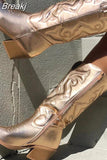 Hot Fashion 2023 Winter Comfy Cowgirl Western Boots Retro Vintage Women Knee High Boots Embroidery Dress Ladies