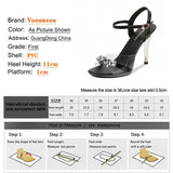 Women Shoes 2023 Summer New Candy Color Open Toe Sandals 11CM Shining Diamond Stiletto Shoes Female Sexy Transparent High
