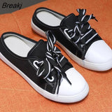 New Women Loafers Girl's Canvas Shoes Slip-on Thick Bottomed Leisure Ladies half slippers Breathable women's shoes