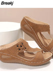 Wedge Slipper Summer Shoes Women 2023 Open Toe Leopard Print Plus Size Platform Beach Sandals Sandalias Con