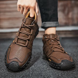 Men Hiking Shoes lace up plush Warm Walking Shoes Outdoor Non-slip high top Ankle Boots Winter Soft Sneakers men snow