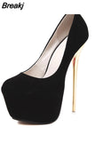 Size 41 42 43 44 45 Sexy Pumps Wedding Women Fetish Shoes Concise Woman Pumps High Heel Stripper Flock Pumps 16 Cm