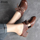 Baotou Sandals Slippers Women's Leather Outer Wear Thick Heels 2023 Summer Mid-heel Ladies Sandals Fashion Half