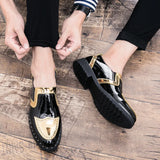 leather shoes Casual Men Brogue Patent Leather Shoe Man lace up Oxford Dress Shoes Elevator Formal club party
