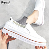 Genuine Leather Shoes Women Sneakers Casual Women Leather Shoes Fashion Loafers Women Flats Brand Female White Shoes