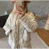 Old Pocket Checkered Cotton Jacket Female Casual Stand Collar Zipper Cotton-padded Thin Coat Female Restro