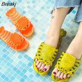New Summer Lobster Slippers Women Funny Animal Flip Flops Cute Beach Casual Shoes Unisex Big Size Soft Beach