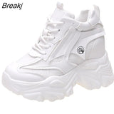Women 2023 Spring Autumn New Mesh Thick Sole Wedge Casual Platform Sneakers Round Head Fashion Breathable Lace-up Running