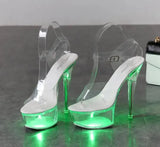Up Glowing Shoes Woman Luminous Clear Sandals Women Platform Shoes Clear High Heel Transparent Stripper Wedding