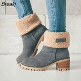 Women Fur Warm Snow Boots Ladies Warm Wool Booties Ankle Boot Comfortable Shoes Plus Size 35-43 Casual Women Mid