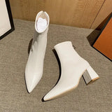 White Very High Heels Female Ankle Boots Heeled Footwear Pointed Toe Short Shoes for Women Winter 2023 Sale Quality