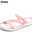 Women Slippers Flat with Hollow Shoes for Woman PVC Plastic Beach Outside Sandalias Mujer Verano 2023Leisure Jelly
