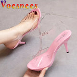 For Women 2023 Summer New Fashion Design Transparent Thin Heel Party Shoes 9.5cm High Heels Ladies Open Toe