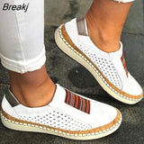 Women Slip on Sneakers Shallow Loafers Vulcanized Shoes Breathable Hollow Out Casual Ladies Shoes Woman Plus Size43