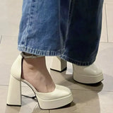 Heels Shoes for Women Summer Fashion Square Head Buckle Mary Jane Shoes Outdoor Party Chunky Sandals Zapatos De Tacon