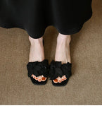 Breakj Summer New Leisure Flat Head Slippers Women Fashion Toe Red Half Slippers Beach