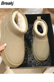 Genuine Sheepskin Mini Snow Boots Women High Quality Luxury Boots Winter Women Boots Lining Ankle Warming Flats Botas